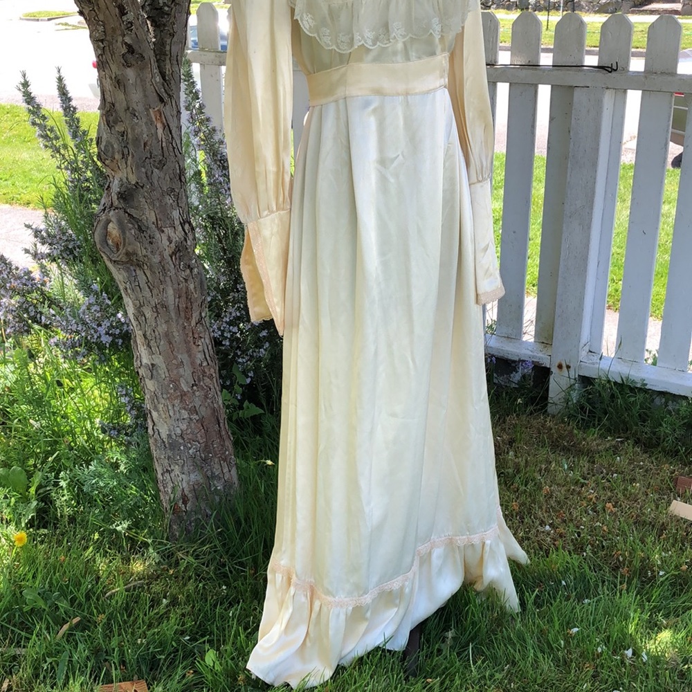 Vintage Gunne Sax satin lace Edwardian Victorian gown wedding gothic dress - Picture 2 of 12